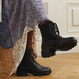 Rag & Bone Shiloh black Leather Combat Boot women size 37 US 7 NEW